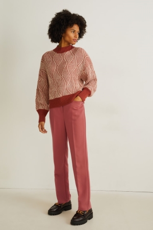 C&A High Midja Hetero Fit Recycled Långbyxor Dam Röda | IRCBV-7342
