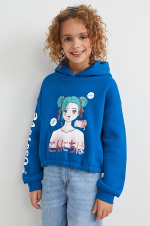 C&A Hoodie Tjej Blå | ZEXDQ-4276