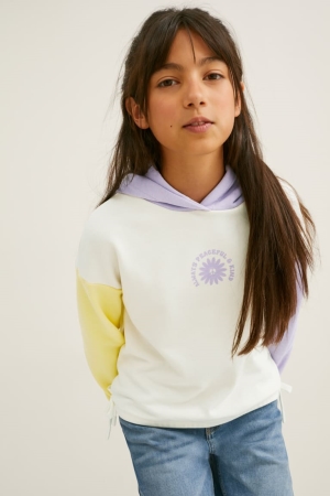 C&A Hoodie Tjej Creme | MGENZ-0683