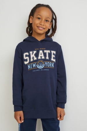 C&A Hoodie Tjej Mörkblå | RYHFC-5739