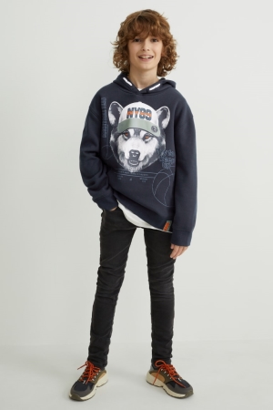 C&A Hoodie Tjej Mörkblå | UYVBJ-0298
