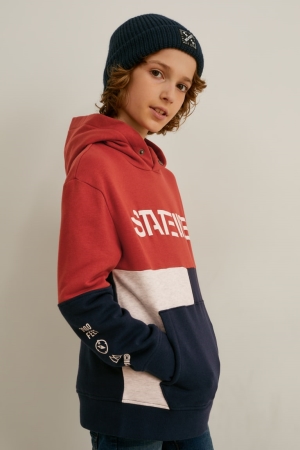 C&A Hoodie Tjej Mörkröda | QUFBX-1576