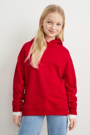 C&A Hoodie Tjej Röda | QBMHP-7165