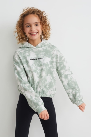 C&A Hoodie Tjej Vita Gröna | BGXPN-1320