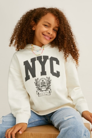 C&A Hoodie Tjej Vita | OVXTH-7238
