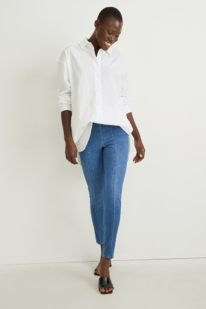 C&A Jegging High Midja Mager Fit 4 Wway Stretch Jeans Dam Blå | TRLNA-0186
