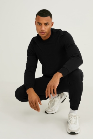 C&A Joggers Organic Bomull Långbyxor Herr Svarta | HCSWF-2650