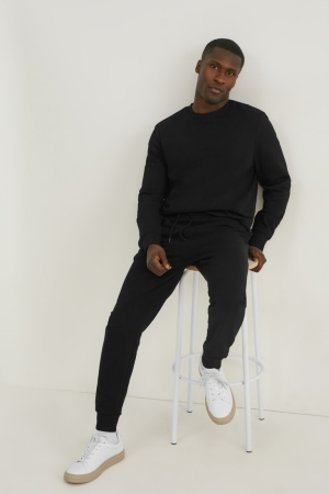 C&A Joggers Organic Bomull Långbyxor Herr Svarta | OENHW-4635