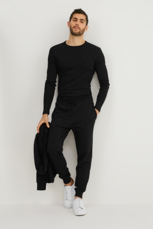 C&A Joggers Organic Bomull Långbyxor Herr Svarta | RKMQG-4253
