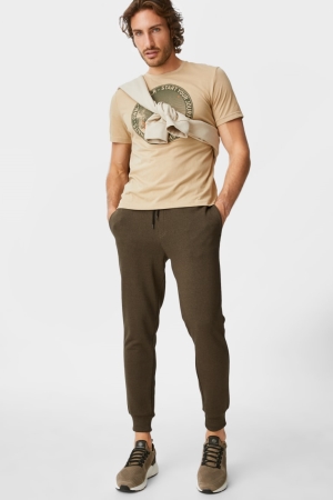 C&A Joggers Organic Bomull Långbyxor Herr Mörkgröna | WXJBL-8276