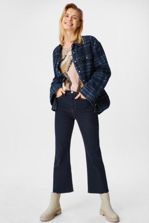 C&A Kick Flare High Rise Jeans Dam Blå Mörkblå | BTZSF-3761
