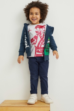 C&A Lego Ninjago Set Zip-through, Long Sleeve And Sleeve T-shirt Pojke Mörkblå | GVSFI-4732