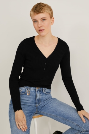 C&A Lenzing™ Ecovero™ Jumpers Dam Svarta | THVFW-9710
