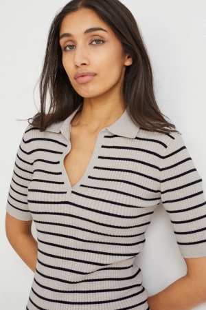 C&A Lenzing™ Ecovero™ Randig T-shirt Dam Beige | MDWYP-1043