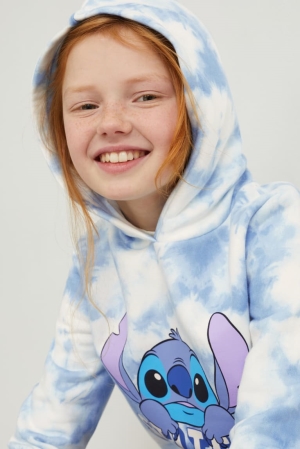 C&A Lilo & Stitch Hoodie Tjej Vita Ljusblå | MXIDE-1427