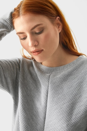 C&A Long Sleeve Blast Dam Ljusgrå | YJQML-7128