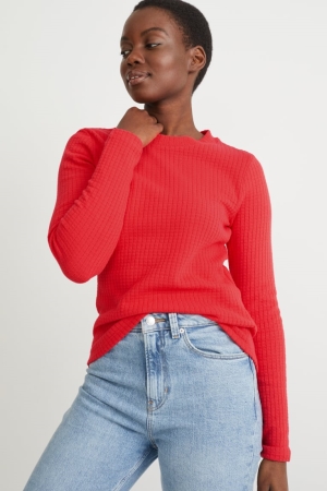C&A Long Sleeve Blast Dam Röda | FYARB-8167