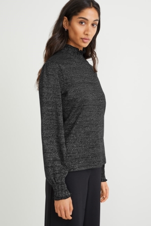 C&A Long Sleeve Blast Dam Svarta | BQPXV-4263