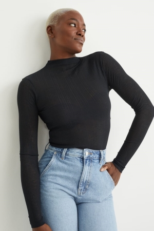 C&A Long Sleeve Blast Dam Svarta | XDQRZ-5641