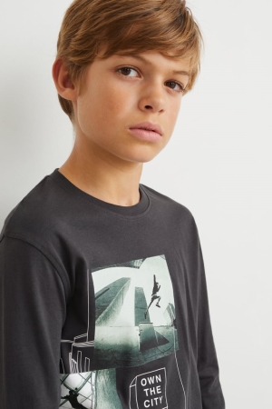 C&A Long Sleeve Blast Pojke Mörkgrå | XFLBD-2309