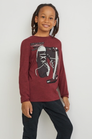 C&A Long Sleeve Blast Pojke Mörkröda | CSPLV-2376