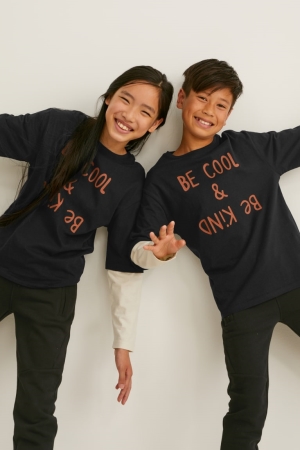 C&A Long Sleeve Genderneutral 2-in-1 Look Blast Tjej Svarta | RANHS-2356