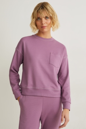 C&A Long Sleeve Hoodie Dam Lila | GQERC-6389