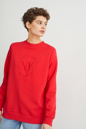 C&A Long Sleeve Hoodie Dam Röda | YZMLS-0258