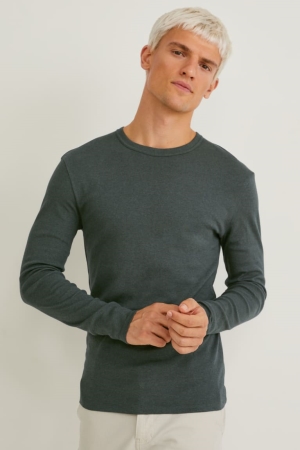 C&A Long Sleeve Organic Bomull Blast Herr Mörkgröna | ARTDF-4329