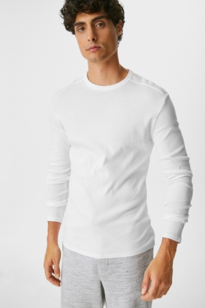 C&A Long Sleeve Organic Bomull Blast Herr Vita | BCLAK-2368