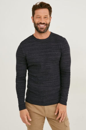 C&A Long Sleeve Organic Bomull Blast Herr Svarta | VKWOQ-4139