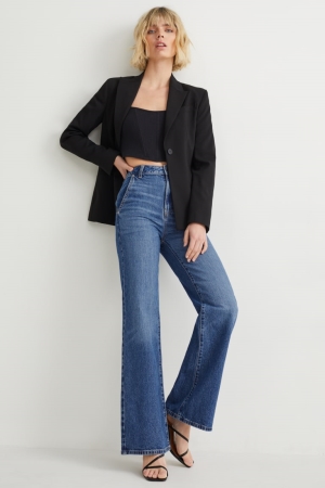 C&A Loose Fit High Midja Jeans Dam Blå | JQKXD-9347