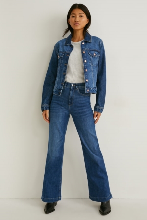C&A Loose Fit High Midja Lycra® Jeans Dam Blå | GQFSA-8693