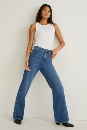C&A Loose Fit High Midja Lycra® Jeans Dam Blå Ljusblå | PQIWA-5943