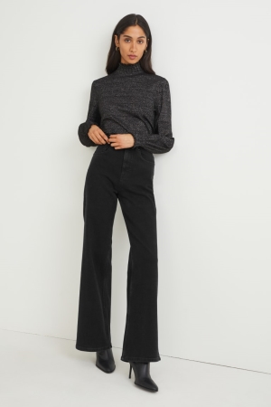 C&A Loose Fit High Midja Lycra® Jeans Dam Svarta | VZWOQ-8302