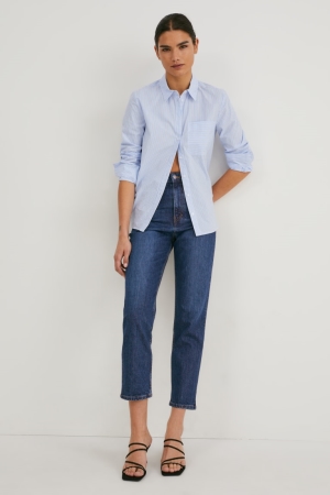 C&A Made In Eu Hetero High Midja Organic Bomull Jeans Dam Blå | DMPEA-6892