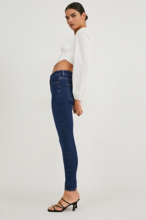 C&A Made In Eu Mager High Midja Organic Bomull Jeans Dam Blå | DMXPN-7816