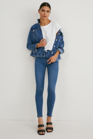 C&A Made In Eu Mager High Midja Organic Bomull Jeans Dam Blå | FGSZD-8294