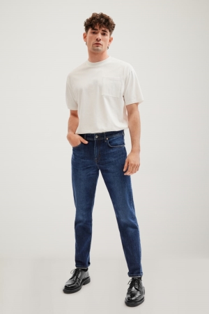 C&A Made In Eu Tapered Organic Bomull Jeans Herr Blå Mörkblå | BFMOD-4871
