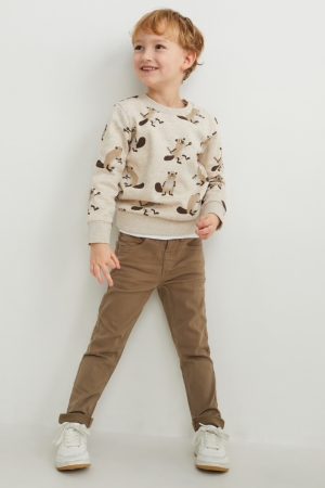 C&A Mager Fit Lycra® Långbyxor Pojke Beige | DMPRV-6497