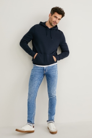 C&A Mager Flex Jog Denim Lycra® Jeans Herr Blå | QXCPL-1208