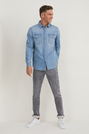 C&A Mager Flex Jog Denim Recycled Jeans Herr Blå Grå | NHALV-0584