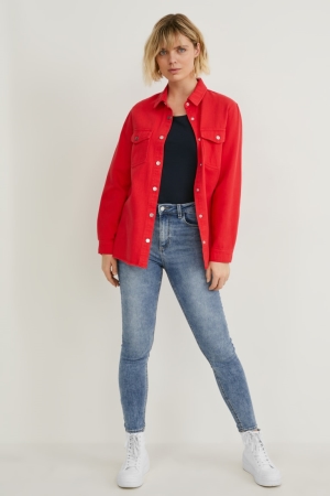 C&A Mager High Midja Jeans Dam Blå Ljusblå | HDFSQ-6492