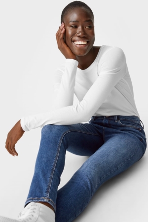C&A Mager High Midja Jeans Dam Blå | VMGCJ-8796