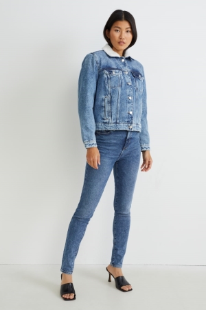 C&A Mager High Midja Lycra® Jeans Dam Blå | JYKQC-8129