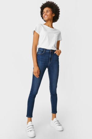 C&A Mager High Midja Recycled Jeans Dam Blå | DPTOX-3584