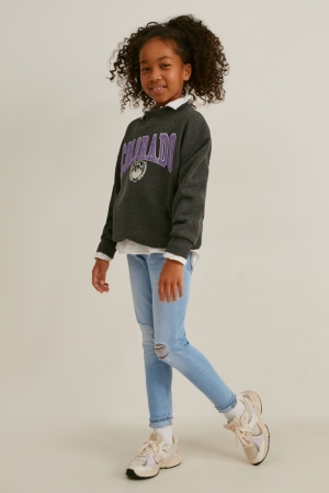 C&A Mager Jeans Tjej Blå Ljusblå | IPTQY-4985