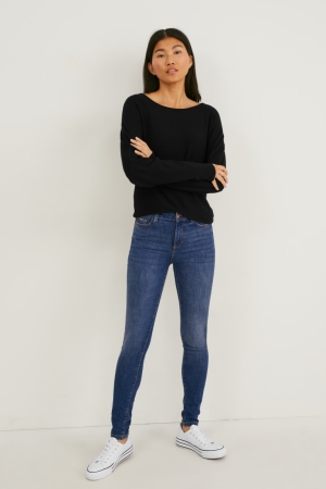 C&A Mager Mid-rise Midja Lycra® Jeans Dam Blå | IECTX-5489