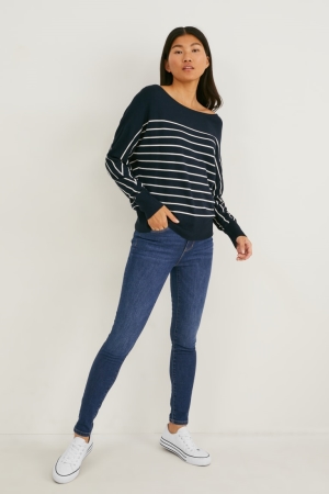 C&A Mager Mid-rise Midja Lycra® Recycled Jeans Dam Blå | GXVDB-3621