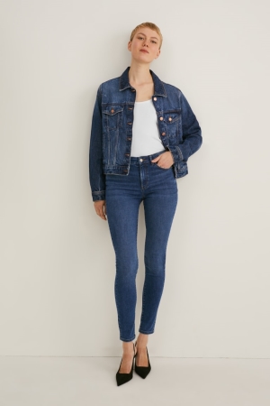 C&A Mager Mid-rise Midja Shaping Lycra® Recycled Jeans Dam Blå | CUOWH-0834